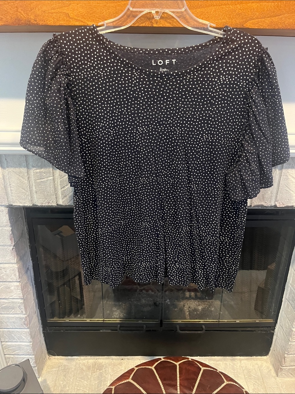 LOFT Black & White Polka Dot Flutter Sleeve Tee